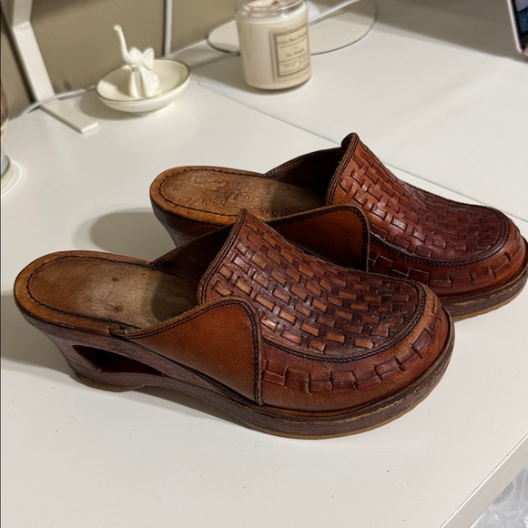 Brown Leather Women's Clogs - Picture 2 of 16